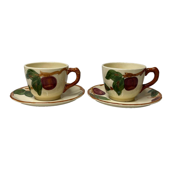 Franciscan Apple Tea Cup and Saucer Set of 2 Coffee Mugs England Stamp - Picture 1 of 15